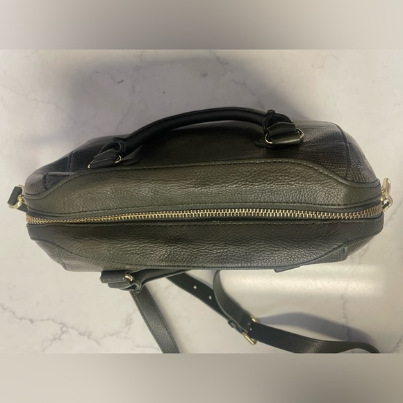 Talbots Leather Satchel Embossed Leather Olive Color - Picture 4 of 10